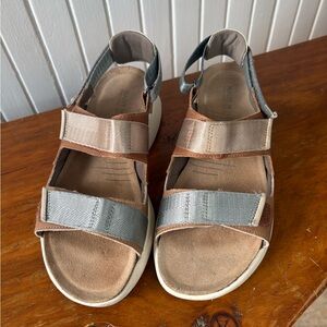 NAOT Odyssey Tan/Latte/Ivory Slingback Sandals 38EU 7US Worn once.
